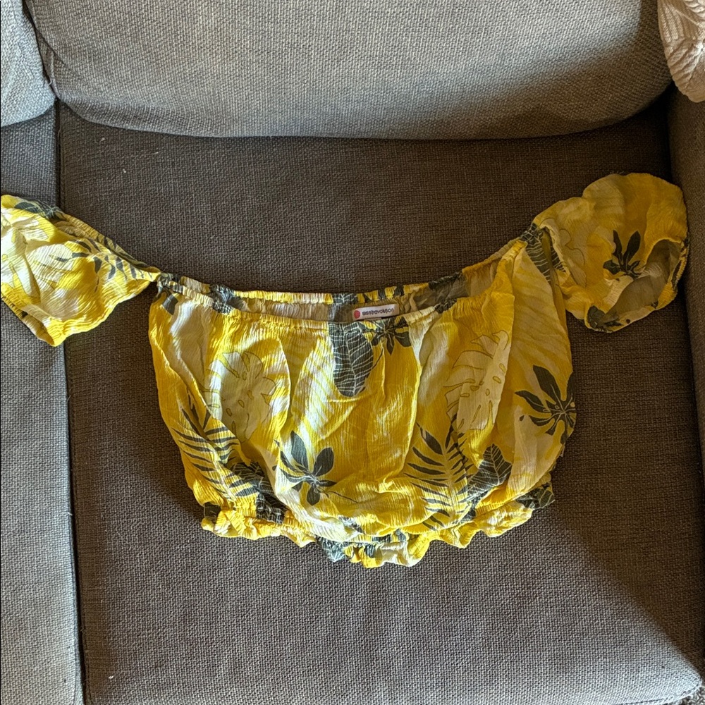 Yellow Floral Crop Top